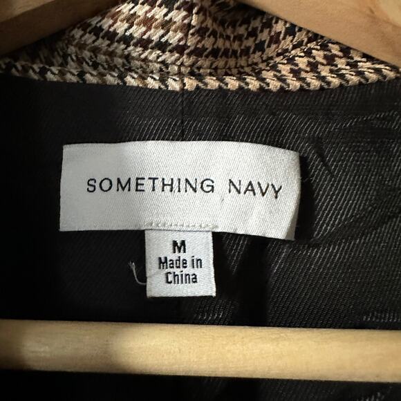 Something Navy Lennon Brown Two Toned Houndstooth Blazer Size Medium - Picture 6 of 11